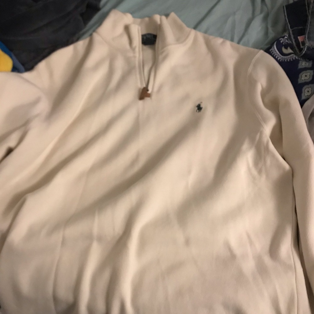 Off white quarter zip Polo sweater